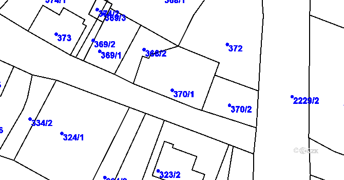 Parcela st. 370/1 v KÚ Město Albrechtice, Katastrální mapa