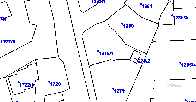 Parcela st. 1278/1 v KÚ Město Albrechtice, Katastrální mapa