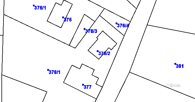 Parcela st. 378/2 v KÚ Město Albrechtice, Katastrální mapa