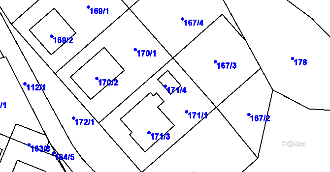 Parcela st. 171/4 v KÚ Město Albrechtice, Katastrální mapa
