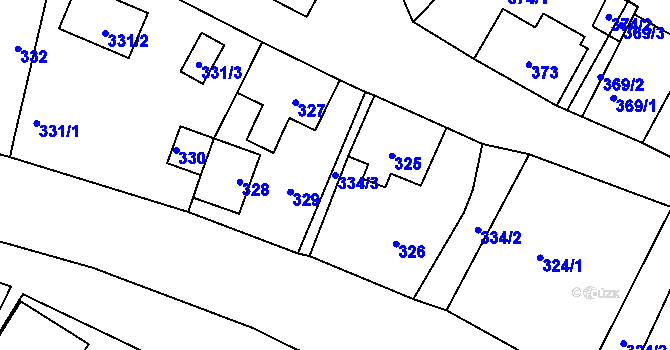 Parcela st. 334/3 v KÚ Město Albrechtice, Katastrální mapa