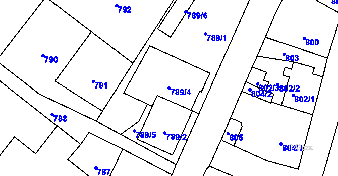 Parcela st. 789/4 v KÚ Město Albrechtice, Katastrální mapa