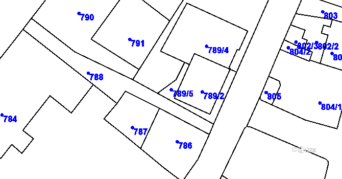 Parcela st. 789/5 v KÚ Město Albrechtice, Katastrální mapa