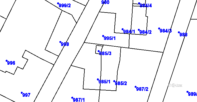 Parcela st. 985/3 v KÚ Město Albrechtice, Katastrální mapa