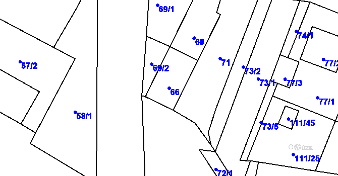 Parcela st. 66 v KÚ Město Albrechtice, Katastrální mapa