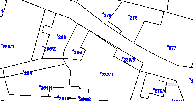 Parcela st. 287 v KÚ Město Albrechtice, Katastrální mapa