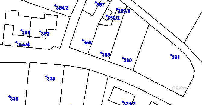 Parcela st. 358 v KÚ Město Albrechtice, Katastrální mapa