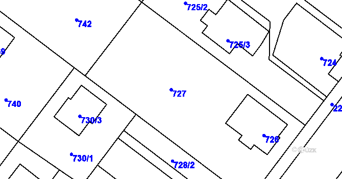 Parcela st. 727 v KÚ Město Albrechtice, Katastrální mapa
