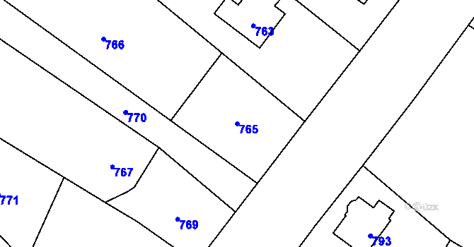 Parcela st. 765 v KÚ Město Albrechtice, Katastrální mapa