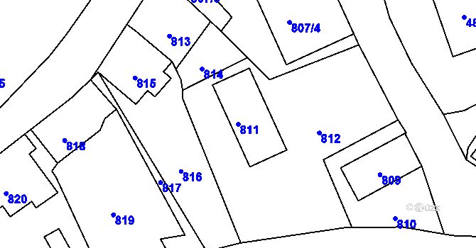 Parcela st. 811 v KÚ Město Albrechtice, Katastrální mapa
