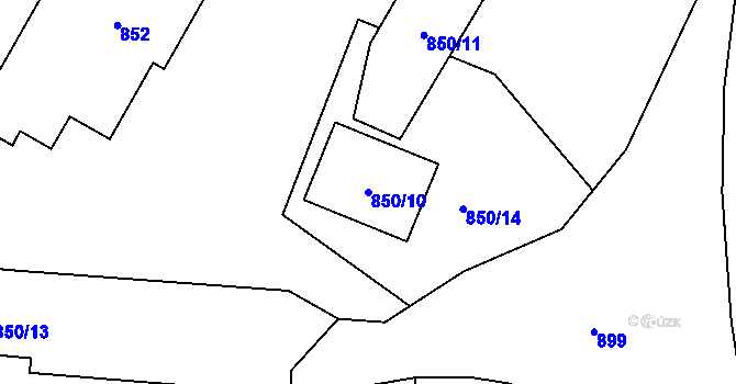 Parcela st. 850/10 v KÚ Město Albrechtice, Katastrální mapa