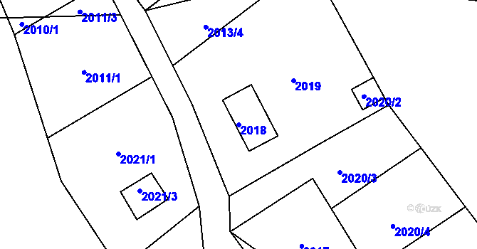 Parcela st. 2018 v KÚ Město Albrechtice, Katastrální mapa