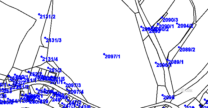Parcela st. 2097/1 v KÚ Město Albrechtice, Katastrální mapa