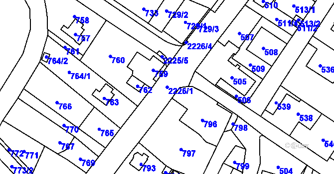 Parcela st. 2226/1 v KÚ Město Albrechtice, Katastrální mapa