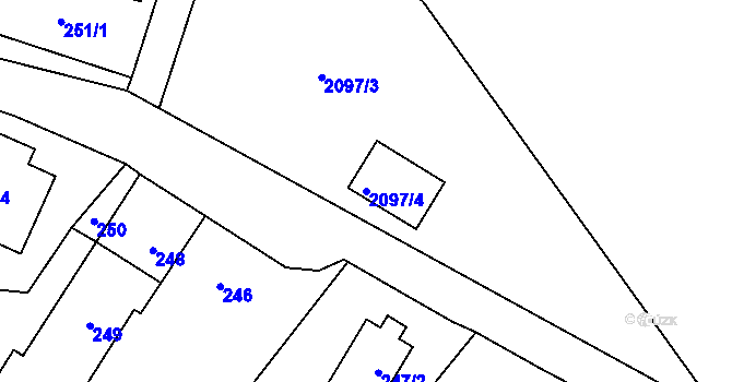 Parcela st. 2097/4 v KÚ Město Albrechtice, Katastrální mapa