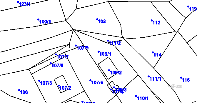 Parcela st. 109/1 v KÚ Piskořov, Katastrální mapa