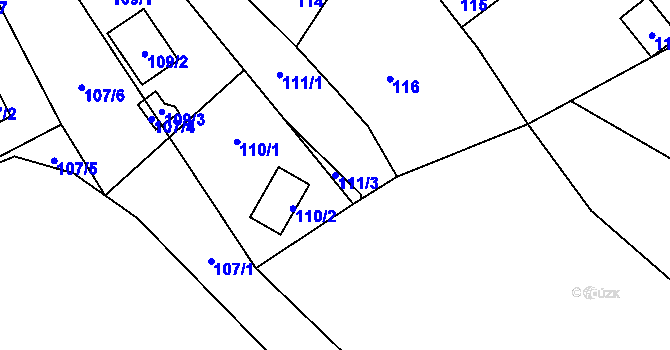 Parcela st. 111/3 v KÚ Piskořov, Katastrální mapa