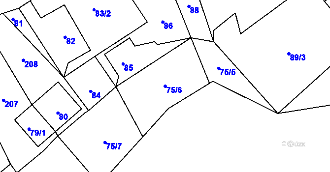 Parcela st. 75/6 v KÚ Piskořov, Katastrální mapa