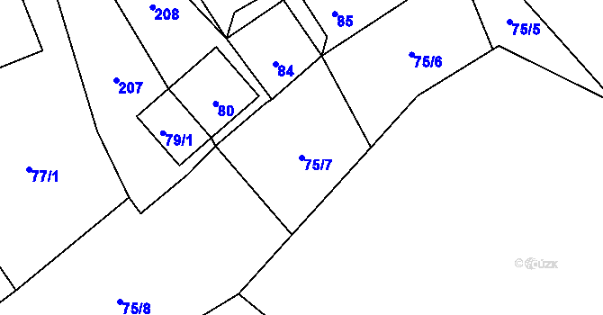 Parcela st. 75/7 v KÚ Piskořov, Katastrální mapa