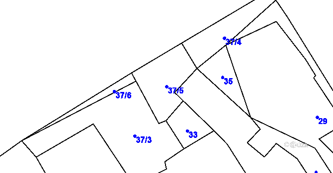Parcela st. 37/5 v KÚ Piskořov, Katastrální mapa
