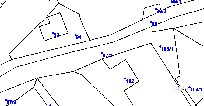 Parcela st. 97/1 v KÚ Piskořov, Katastrální mapa