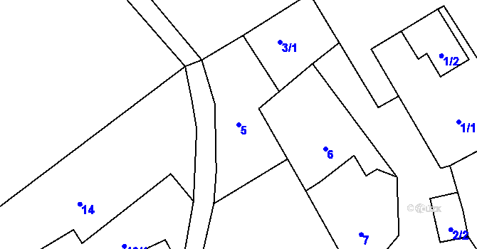 Parcela st. 5 v KÚ Piskořov, Katastrální mapa