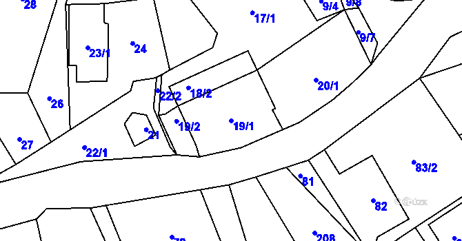 Parcela st. 19/1 v KÚ Piskořov, Katastrální mapa