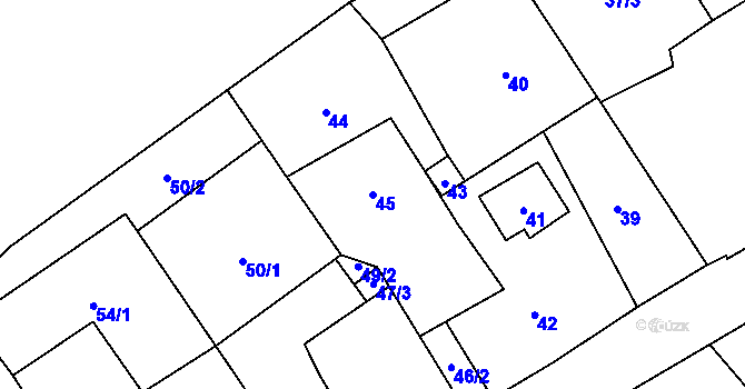 Parcela st. 45 v KÚ Piskořov, Katastrální mapa