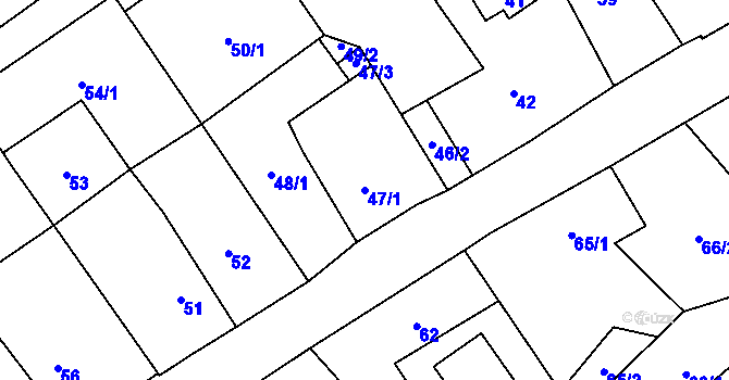 Parcela st. 47/1 v KÚ Piskořov, Katastrální mapa