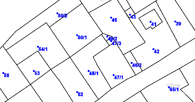 Parcela st. 47/2 v KÚ Piskořov, Katastrální mapa