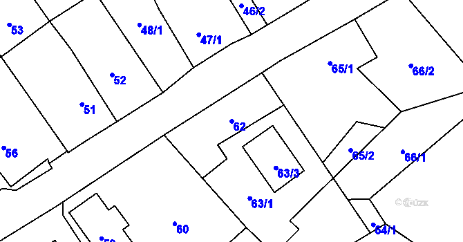 Parcela st. 62 v KÚ Piskořov, Katastrální mapa