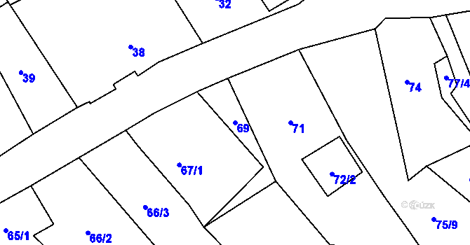 Parcela st. 69 v KÚ Piskořov, Katastrální mapa