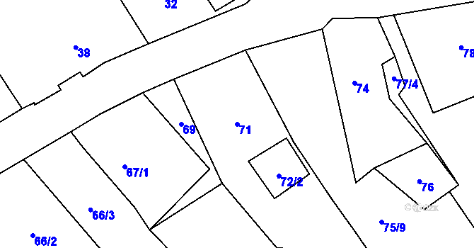Parcela st. 71 v KÚ Piskořov, Katastrální mapa