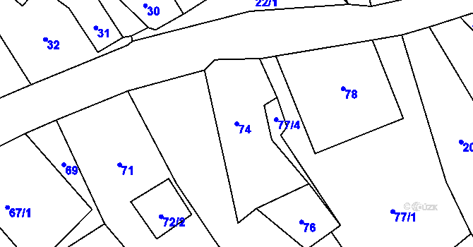 Parcela st. 74 v KÚ Piskořov, Katastrální mapa