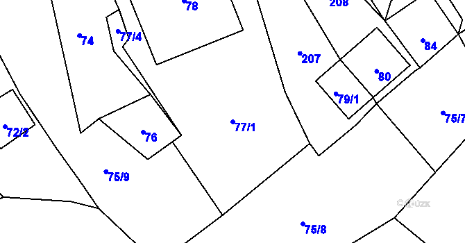 Parcela st. 77/1 v KÚ Piskořov, Katastrální mapa