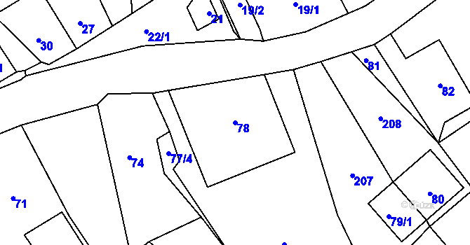 Parcela st. 78 v KÚ Piskořov, Katastrální mapa