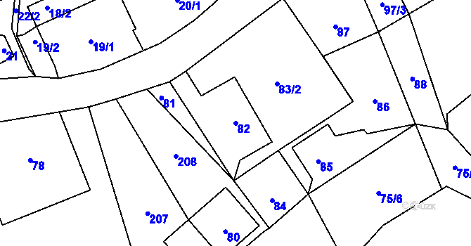 Parcela st. 82 v KÚ Piskořov, Katastrální mapa