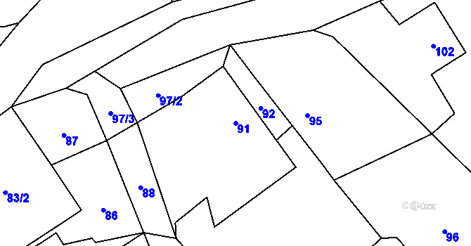 Parcela st. 91 v KÚ Piskořov, Katastrální mapa