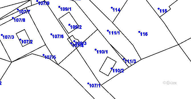 Parcela st. 110/1 v KÚ Piskořov, Katastrální mapa