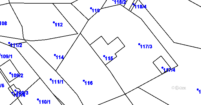Parcela st. 115 v KÚ Piskořov, Katastrální mapa