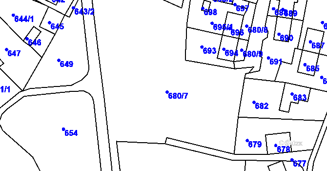 Parcela st. 680 v KÚ Město Libavá, Katastrální mapa