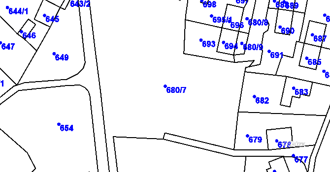 Parcela st. 680/7 v KÚ Město Libavá, Katastrální mapa
