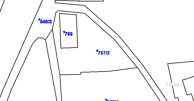 Parcela st. 757/2 v KÚ Město Libavá, Katastrální mapa
