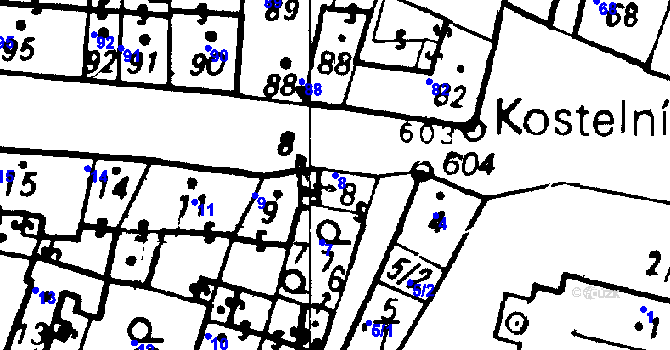 Parcela st. 8 v KÚ Město Touškov, Katastrální mapa