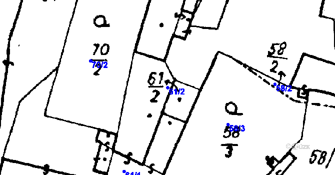 Parcela st. 61/2 v KÚ Město Touškov, Katastrální mapa