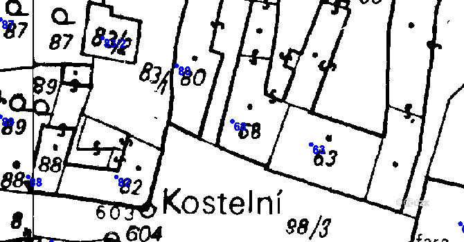 Parcela st. 68 v KÚ Město Touškov, Katastrální mapa
