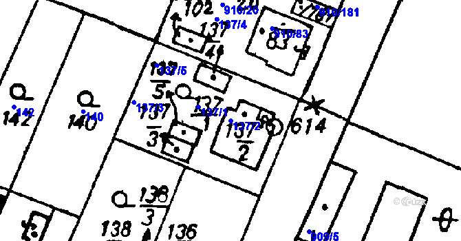 Parcela st. 137/2 v KÚ Město Touškov, Katastrální mapa