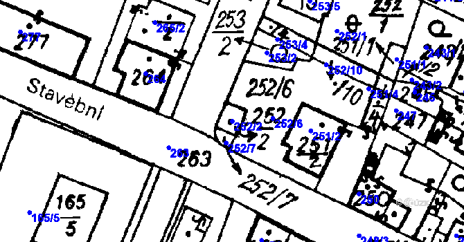 Parcela st. 252/2 v KÚ Město Touškov, Katastrální mapa