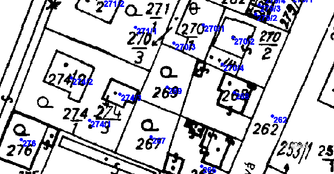 Parcela st. 269 v KÚ Město Touškov, Katastrální mapa
