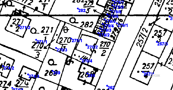 Parcela st. 270/2 v KÚ Město Touškov, Katastrální mapa